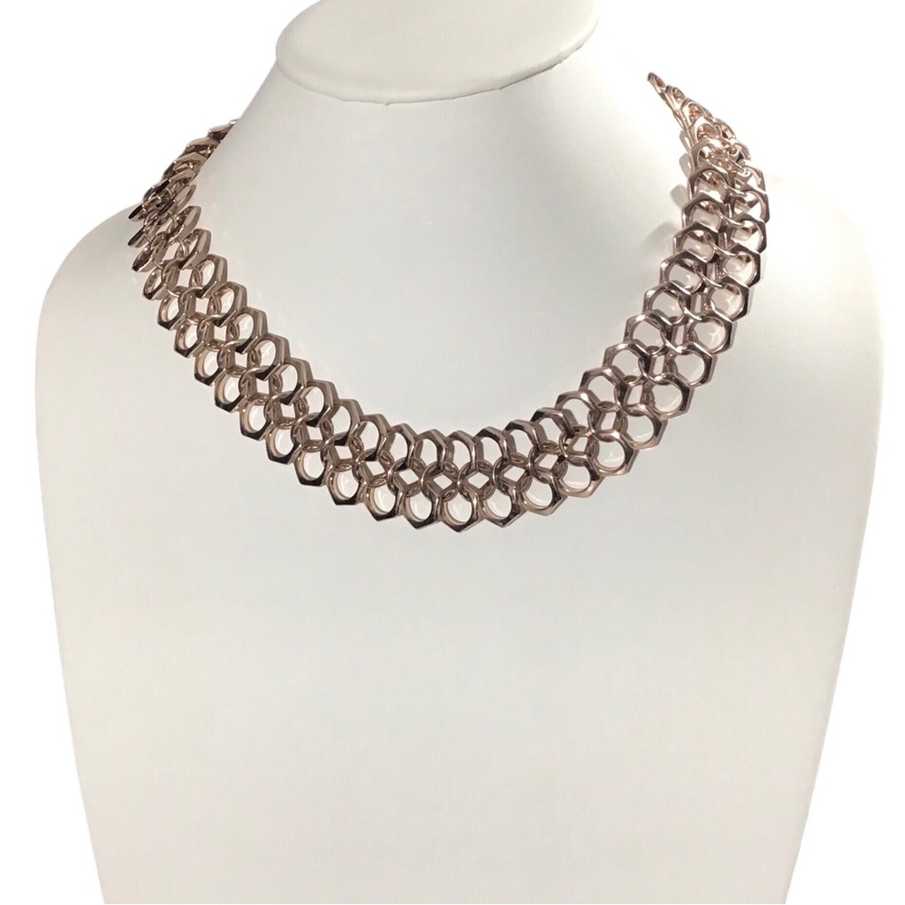 St Thomas Geometric Chunky Gold Chain Necklace Toggle Clasp Fashion Jewelry